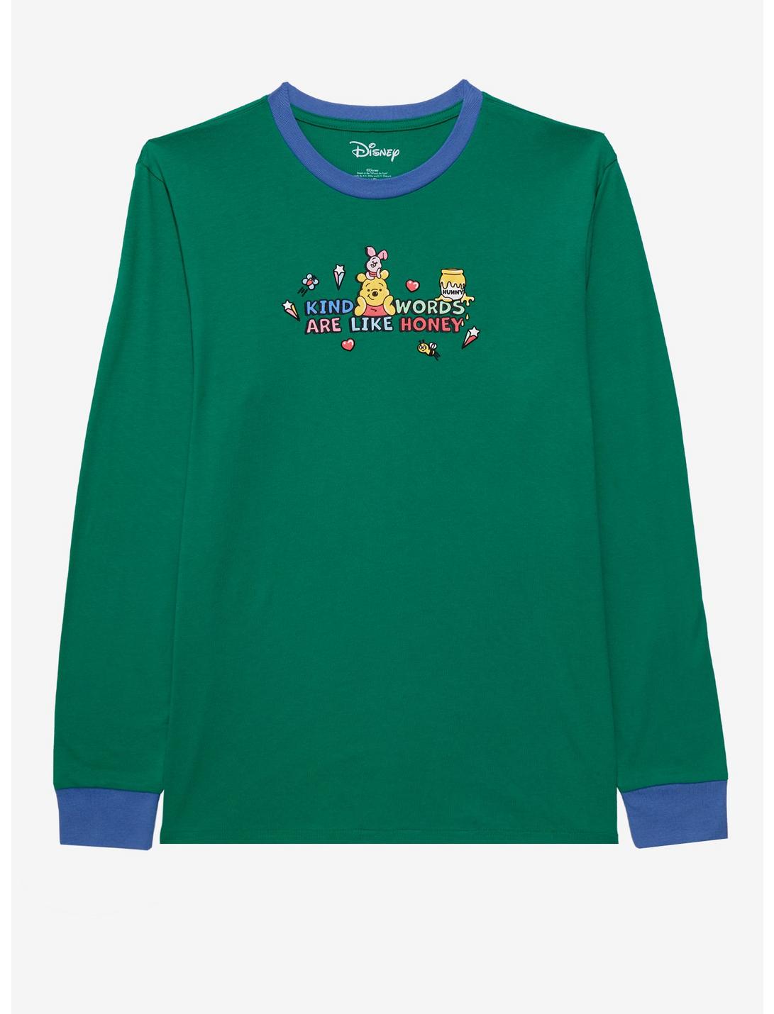 Disney Winnie the Pooh Kind Words Long Sleeve T-Shirt - BoxLunch Exclusive , GREEN, hi-res