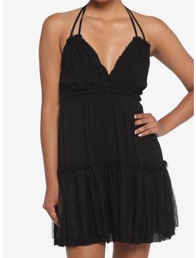 Black Tiered Halter Dress, , hi-res