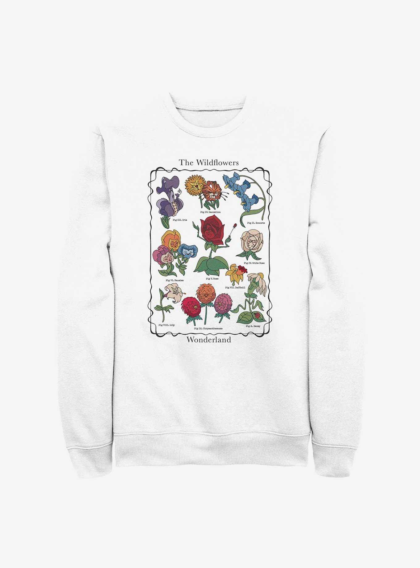 Disney Alice In Wonderland Alice Flowers Sweatshirt, WHITE, hi-res