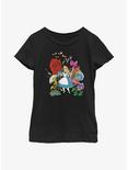 Disney Alice In Wonderland Flower Afternoon Youth Girls T-Shirt, BLACK, hi-res