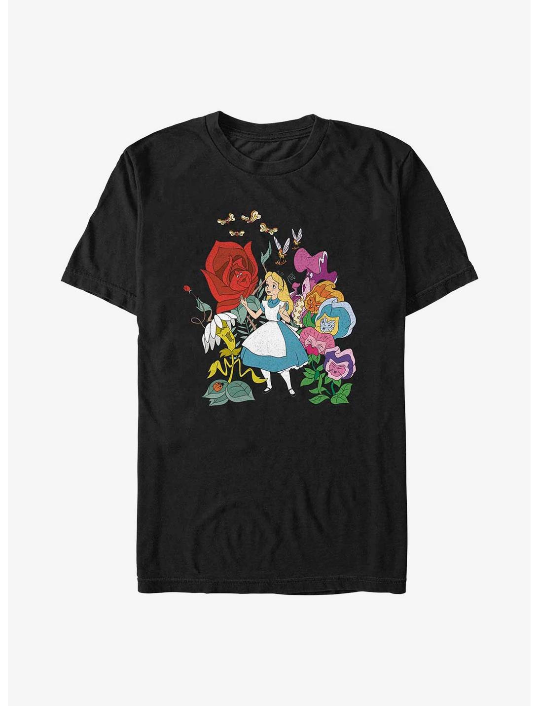 Disney Alice In Wonderland Flower Afternoon T-Shirt, BLACK, hi-res