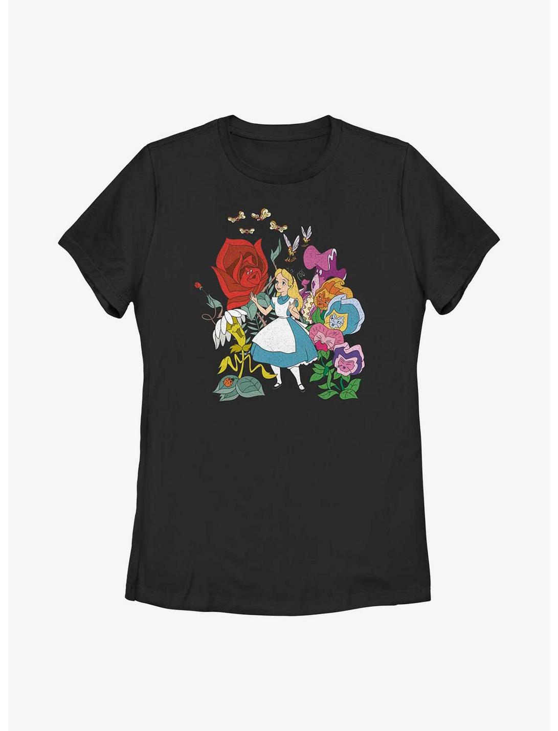 Disney Alice In Wonderland Flower Afternoon Womens T-Shirt, BLACK, hi-res