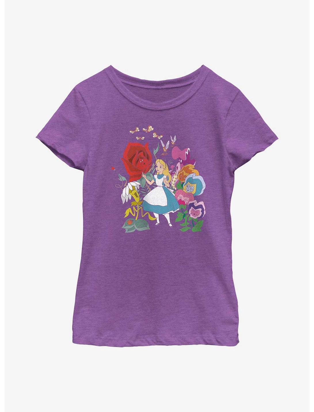 Disney Alice In Wonderland Flower Afternoon Youth Girls T-Shirt, PURPLE BERRY, hi-res