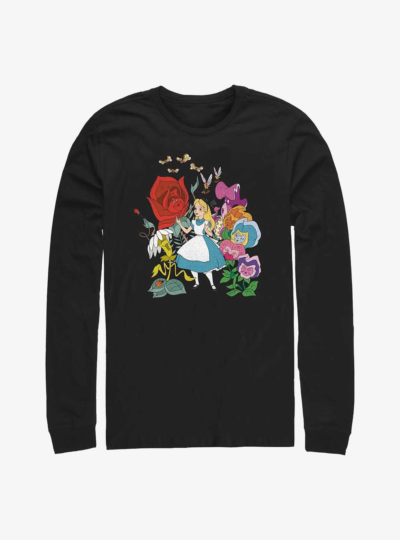Disney Alice In Wonderland Flower Afternoon Long-Sleeve T-Shirt, BLACK, hi-res