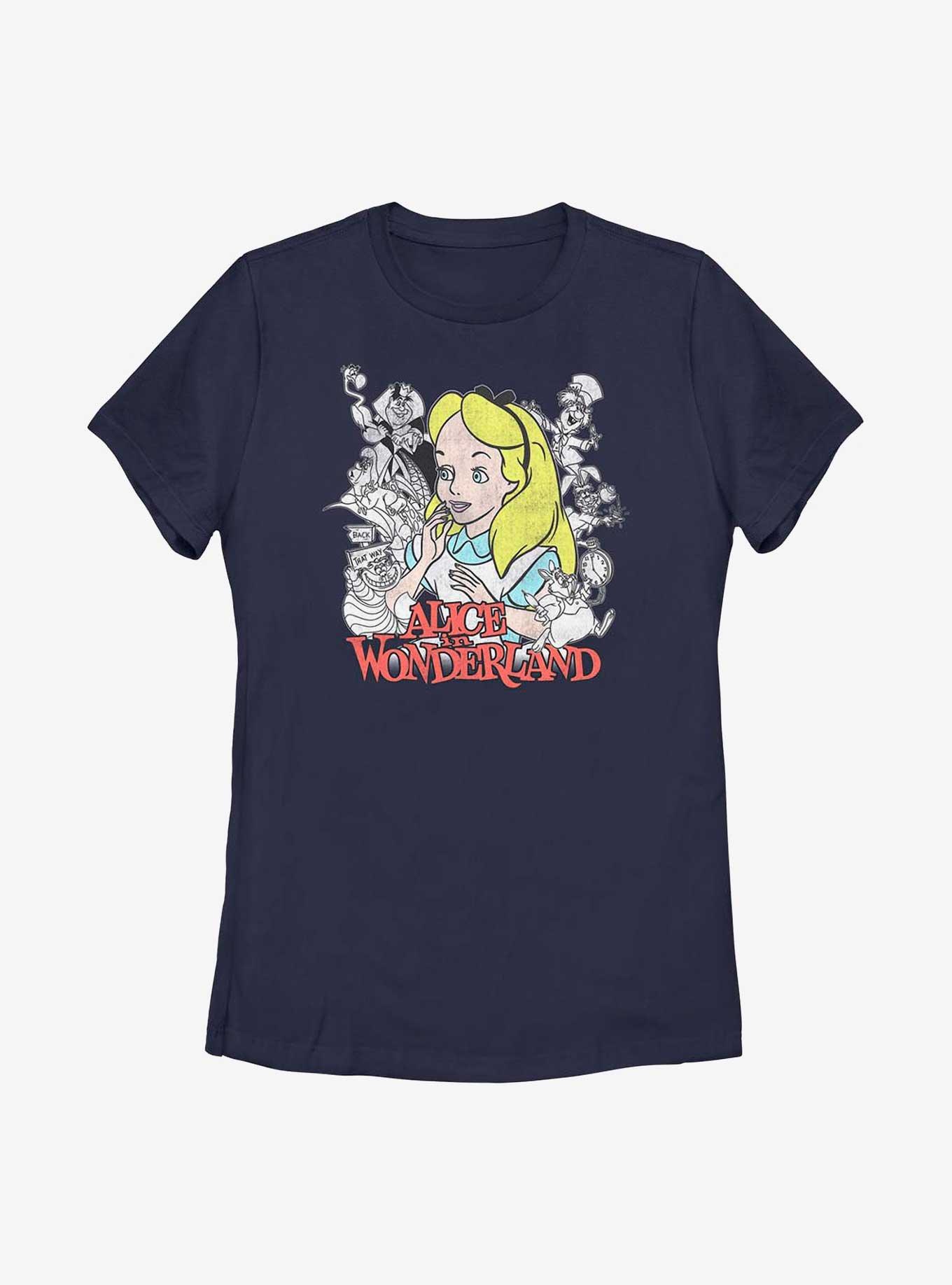 Disney Alice In Wonderland Wonderland Group Womens T-Shirt, NAVY, hi-res view 1