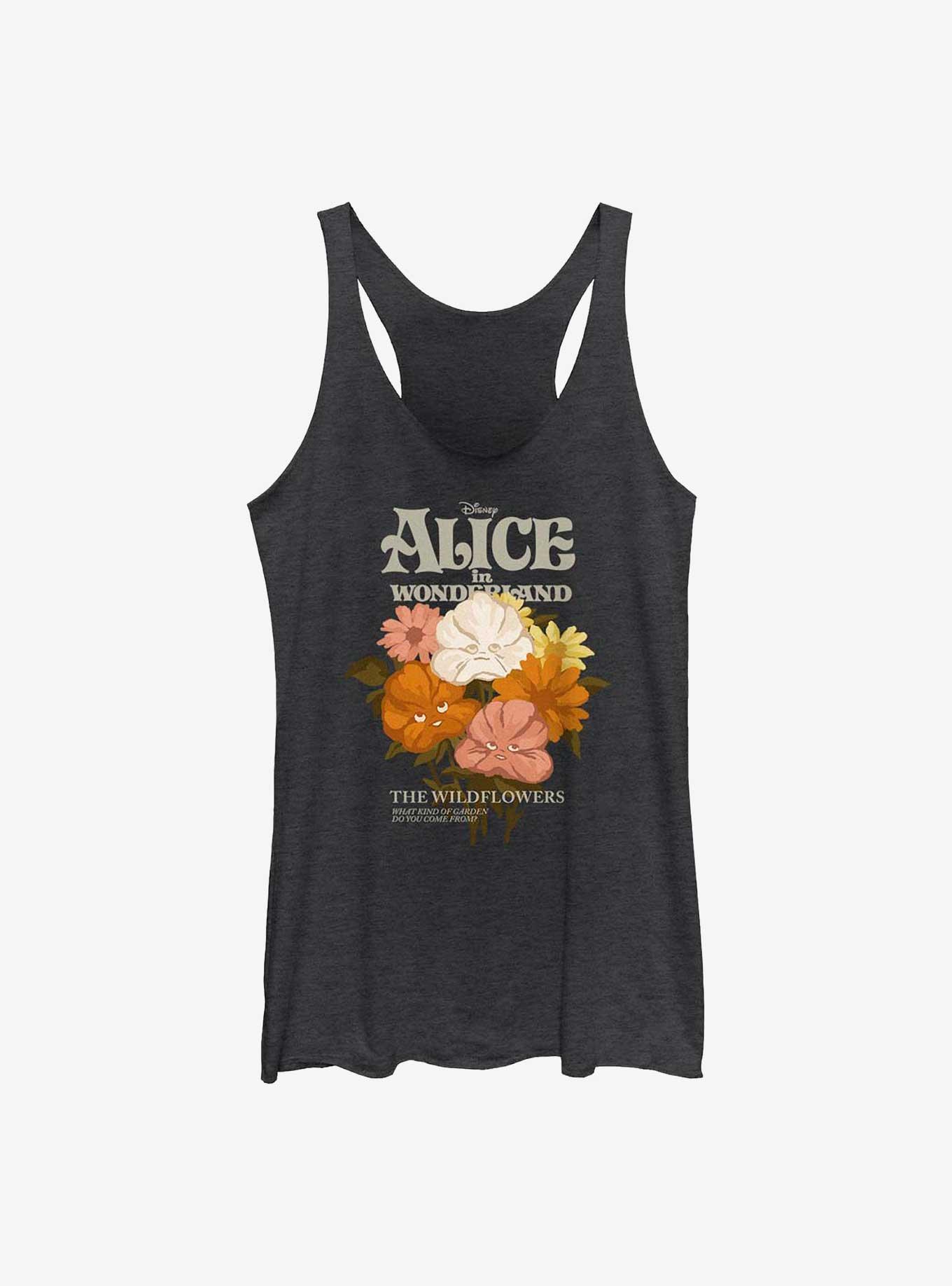 Disney Alice In Wonderland Flower Bouquet Womens Tank Top, BLK HTR, hi-res