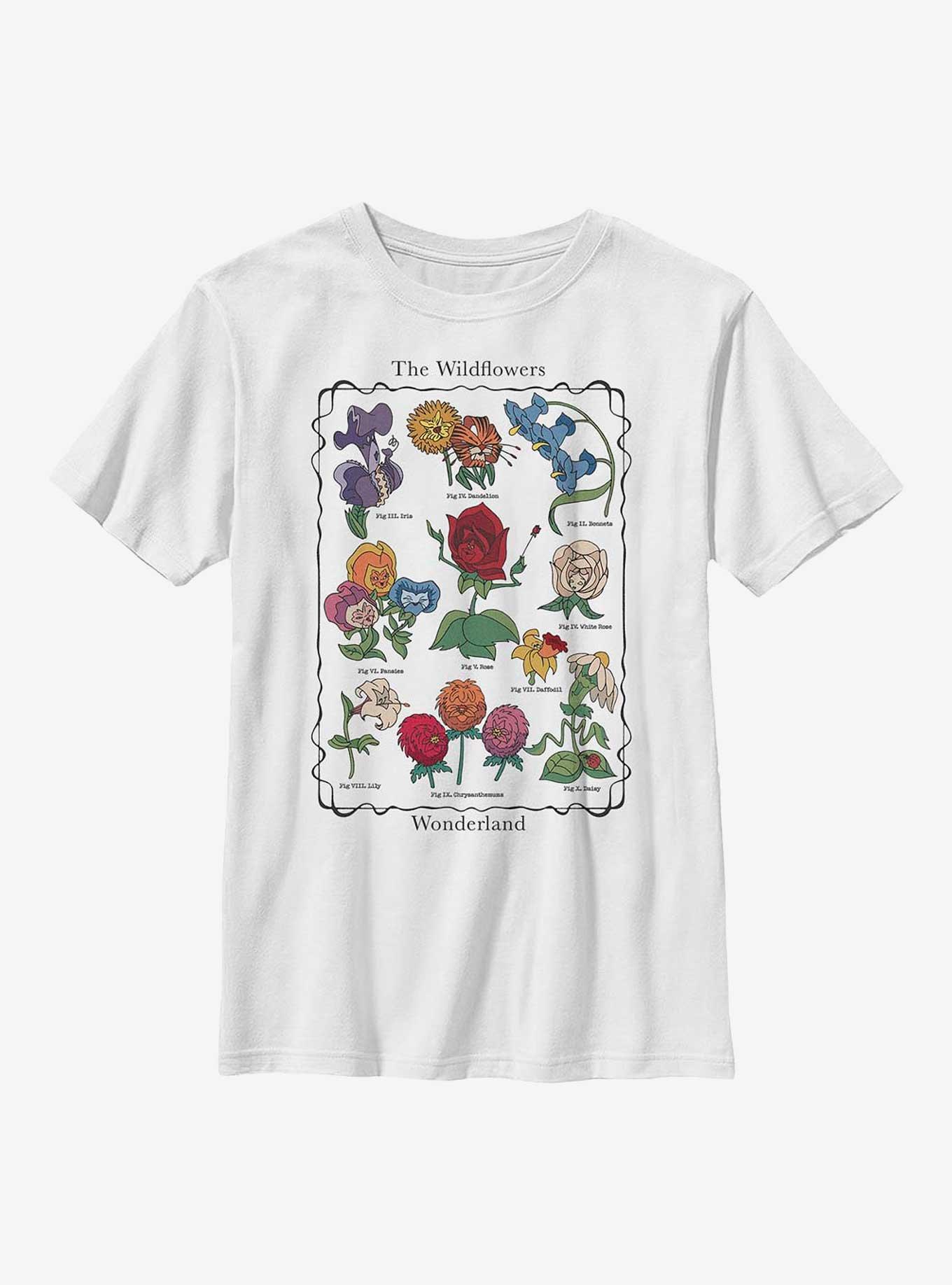 Disney Alice In Wonderland Alice Flowers Youth T-Shirt, WHITE, hi-res