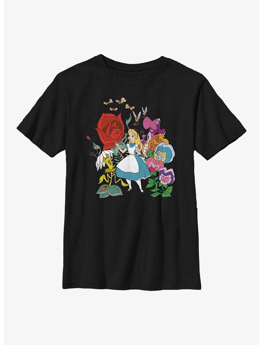 Disney Alice In Wonderland Flower Afternoon Youth T-Shirt, BLACK, hi-res