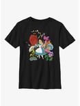 Disney Alice In Wonderland Flower Afternoon Youth T-Shirt, BLACK, hi-res