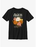 Disney Alice In Wonderland Flower Bouquet Youth T-Shirt, BLACK, hi-res