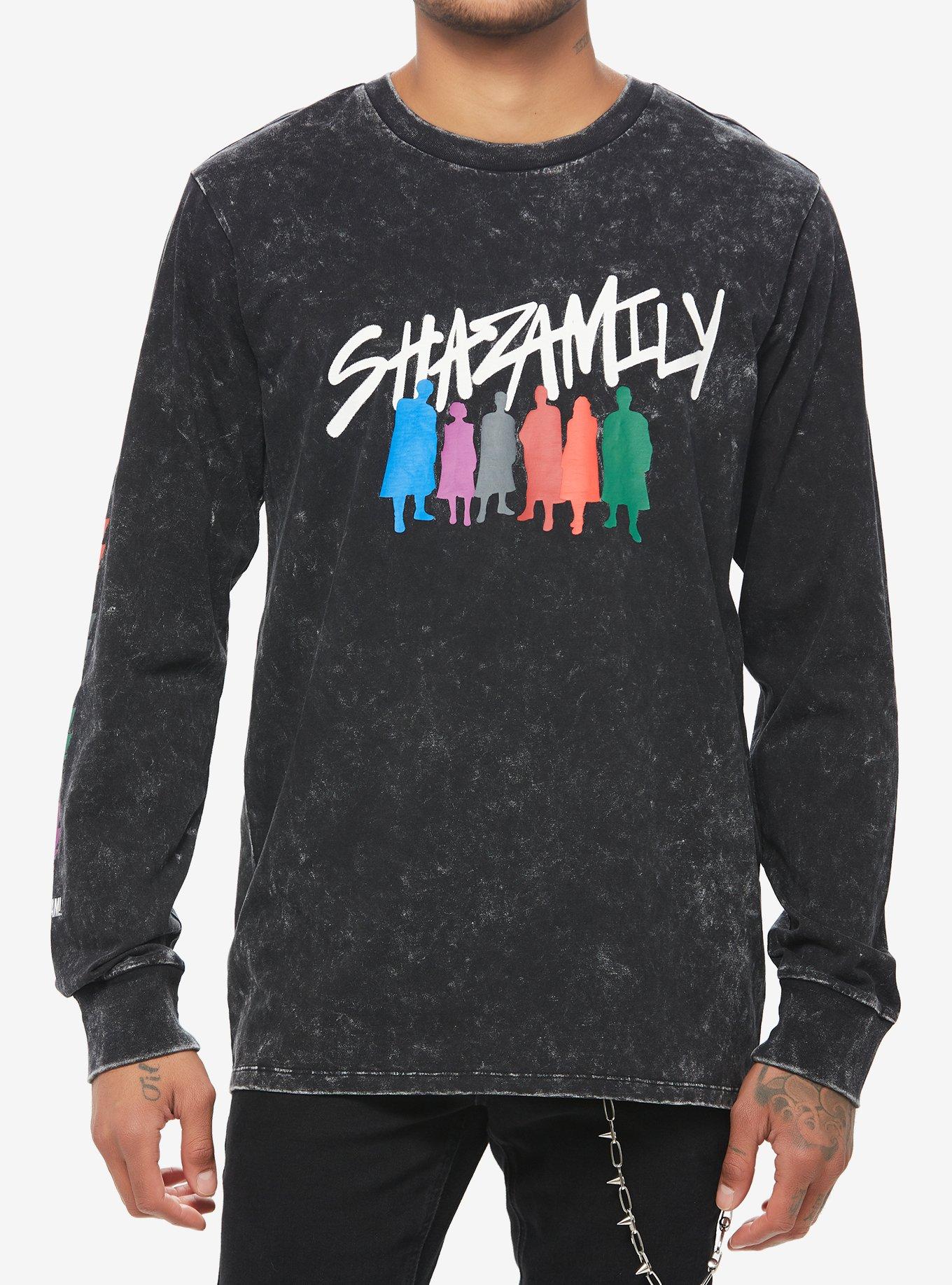 DC Comics Shazam! Fury Of The Gods Shazamily Wash Long-Sleeve T-Shirt, BLACK, hi-res