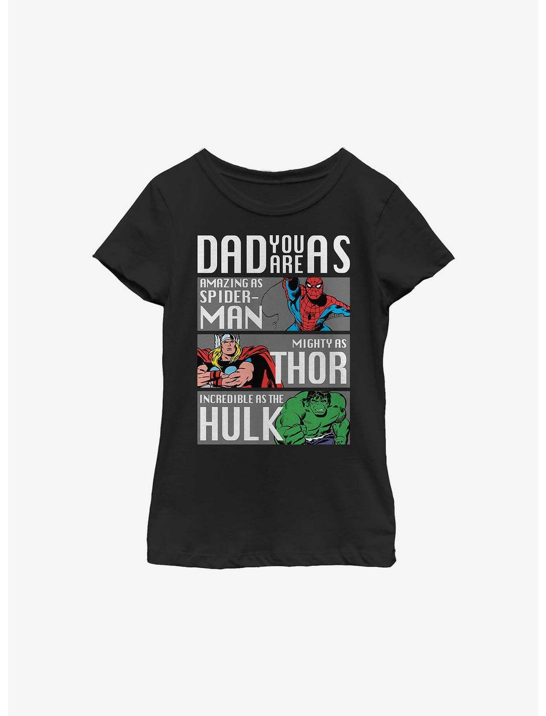 Marvel Dad Hero Qualities Youth Girls T-Shirt, BLACK, hi-res