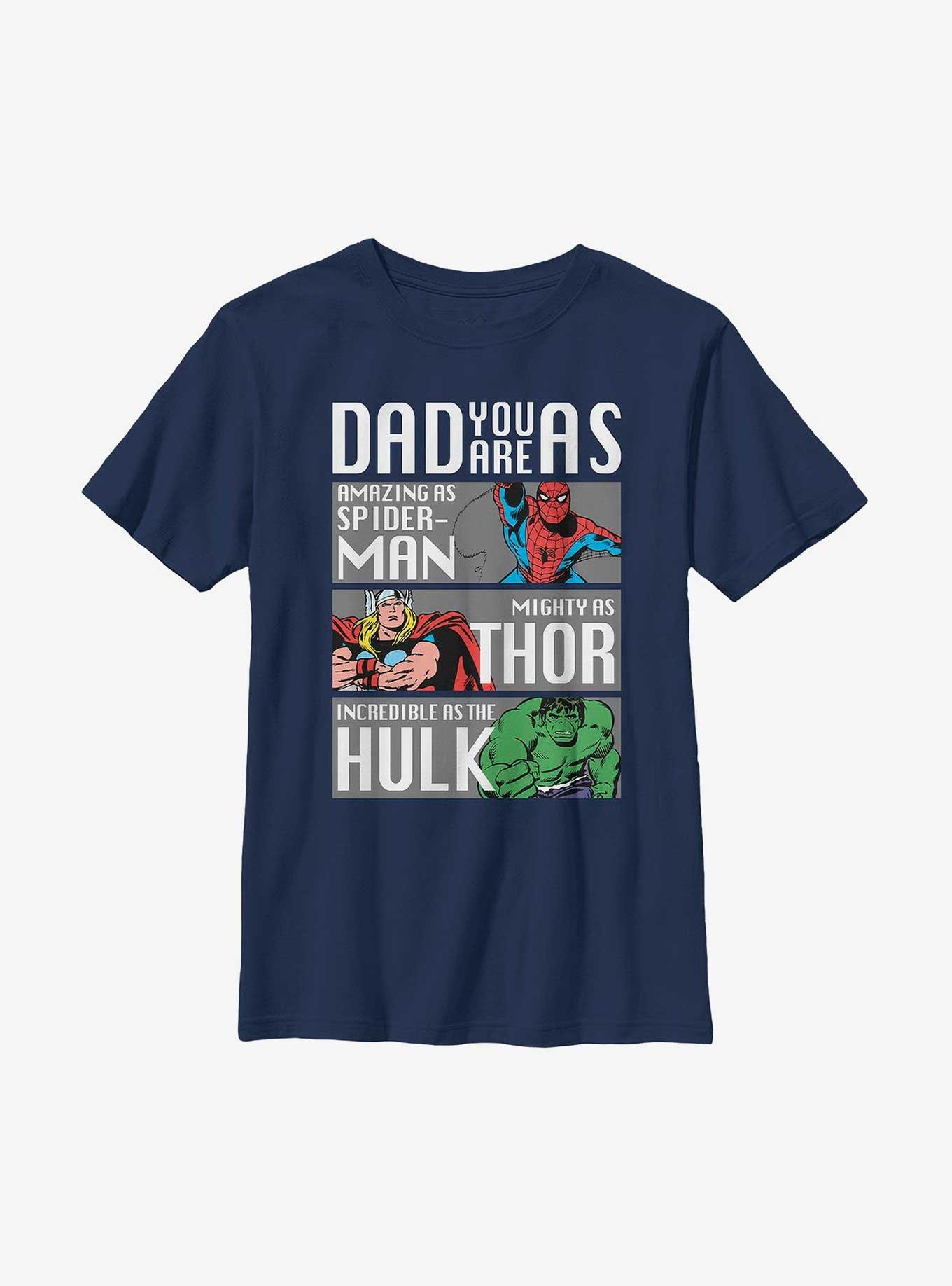Marvel Dad Hero Qualities Youth T-Shirt, NAVY, hi-res