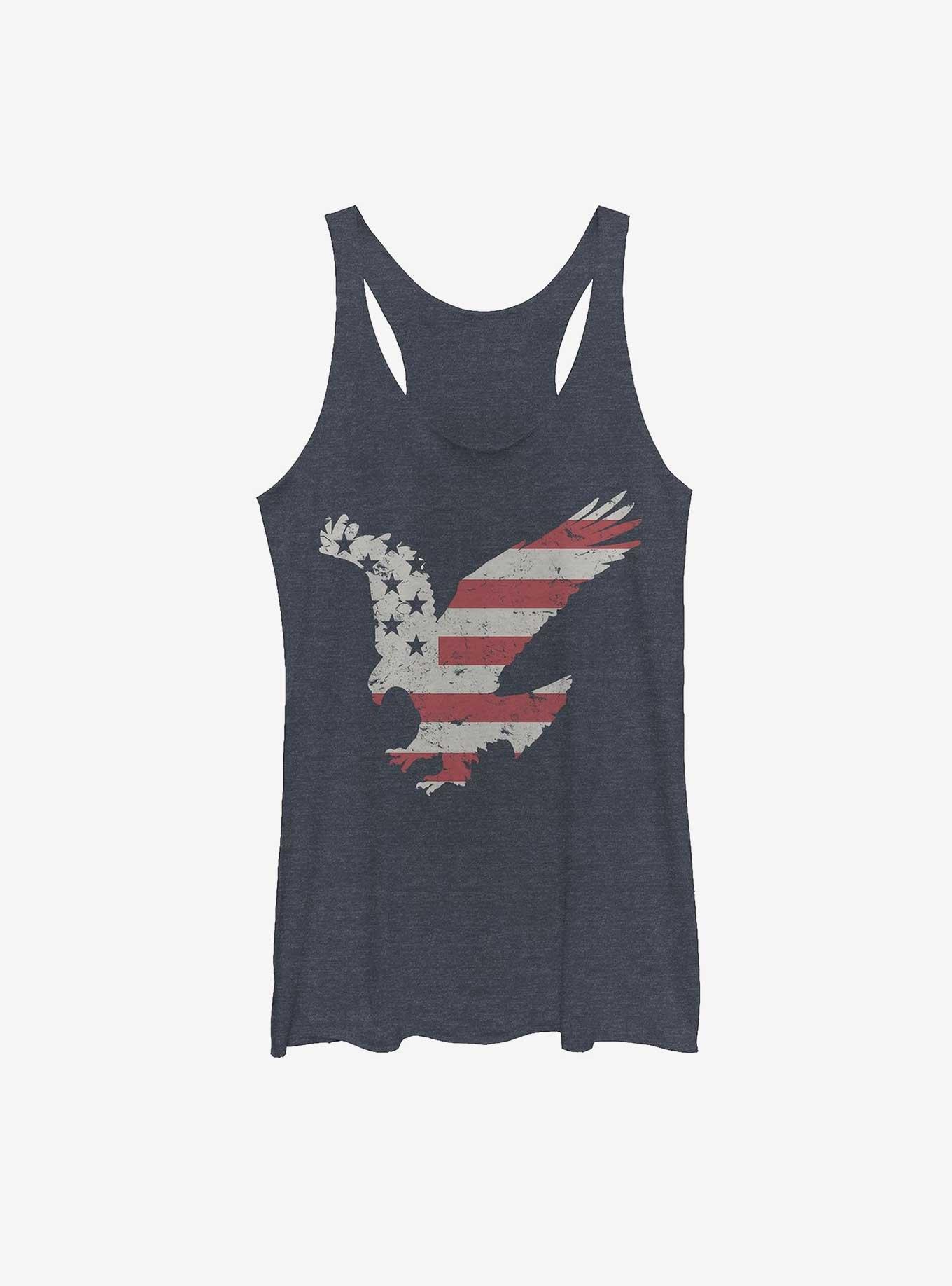 American Flag Eagle Womens Tank Top, NAVY HTR, hi-res