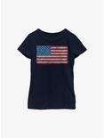 American Flag Youth Girls T-Shirt, NAVY, hi-res