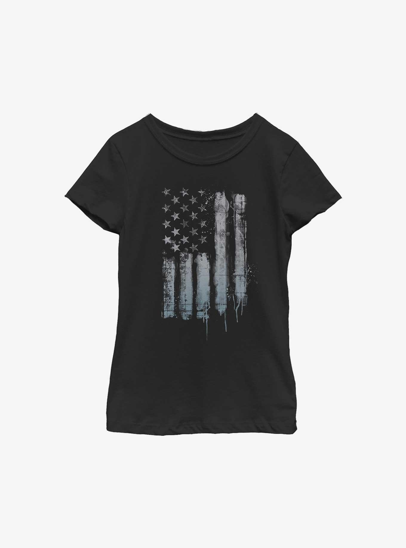 Rustic American Flag Youth Girls T-Shirt, , hi-res