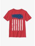 American Flag Distressed Youth T-Shirt, RED HTR, hi-res