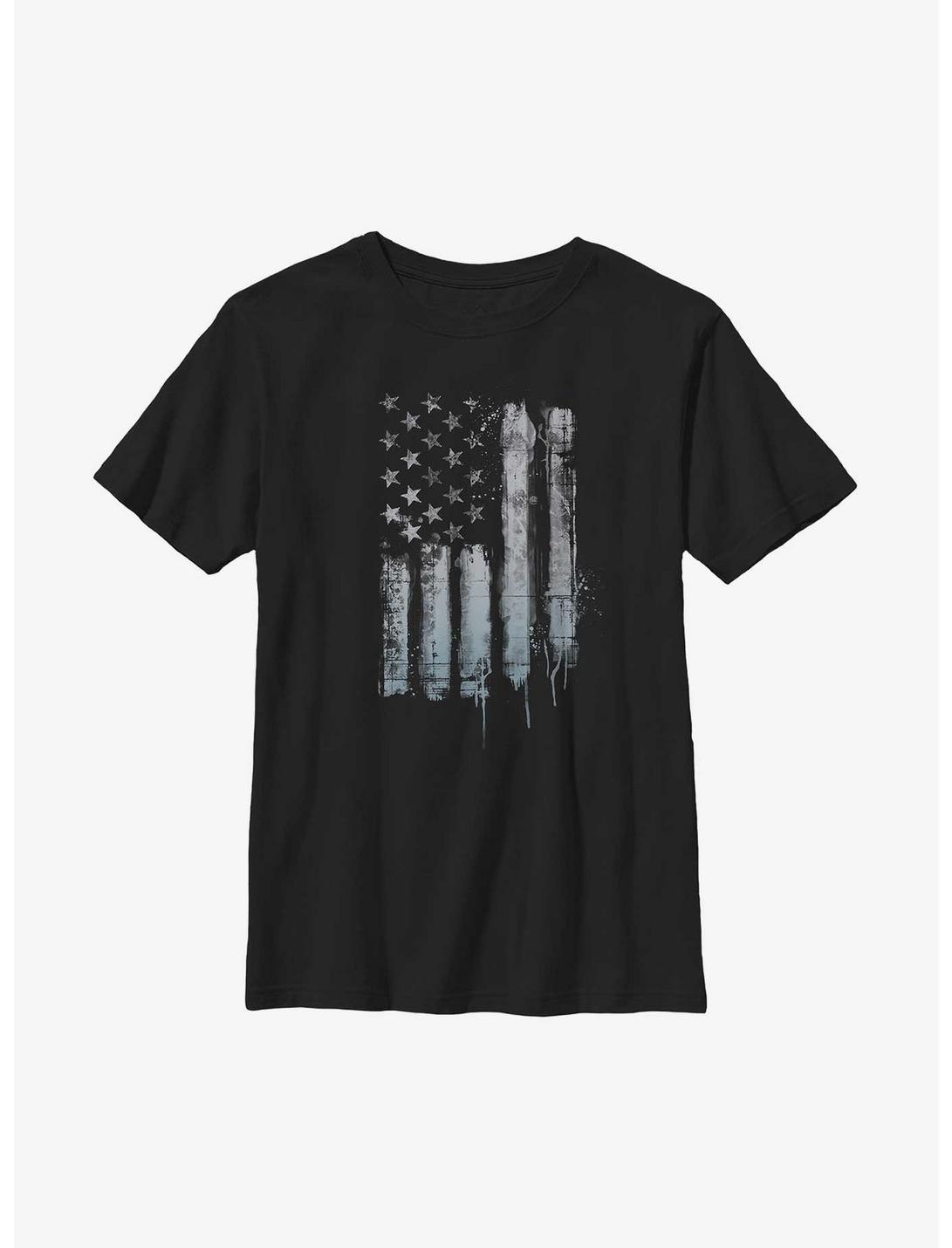 Rustic American Flag Youth T-Shirt, BLACK, hi-res