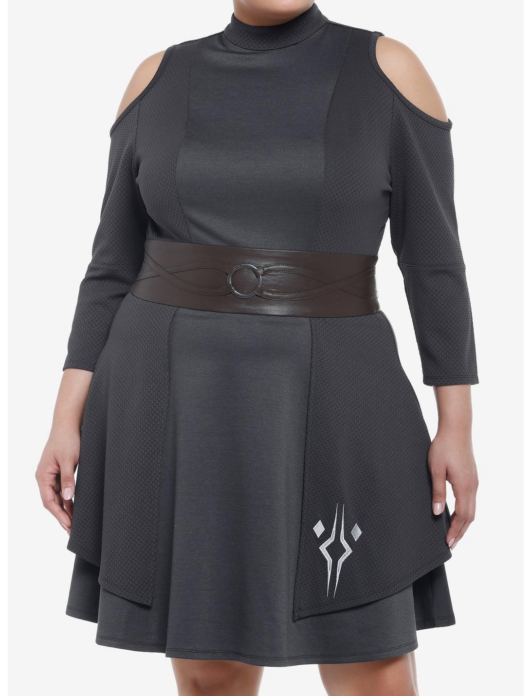 Her Universe Star Wars The Mandalorian Ahsoka Cold Shoulder Dress Plus Size, DARK GREY, hi-res