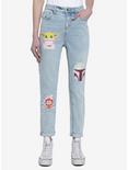 Her Universe Star Wars The Mandalorian Faces Mom Jeans, LIGHT WASH, hi-res