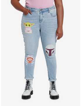 Her Universe Star Wars The Mandalorian Faces Mom Jeans Plus Size, , hi-res