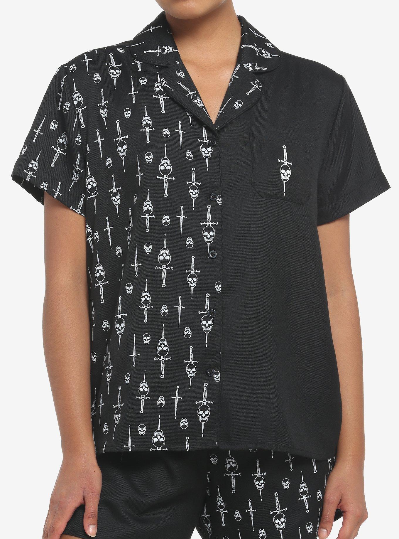 Skull & Dagger Girls Button-Up Top & Shorts Lounge Set, , hi-res