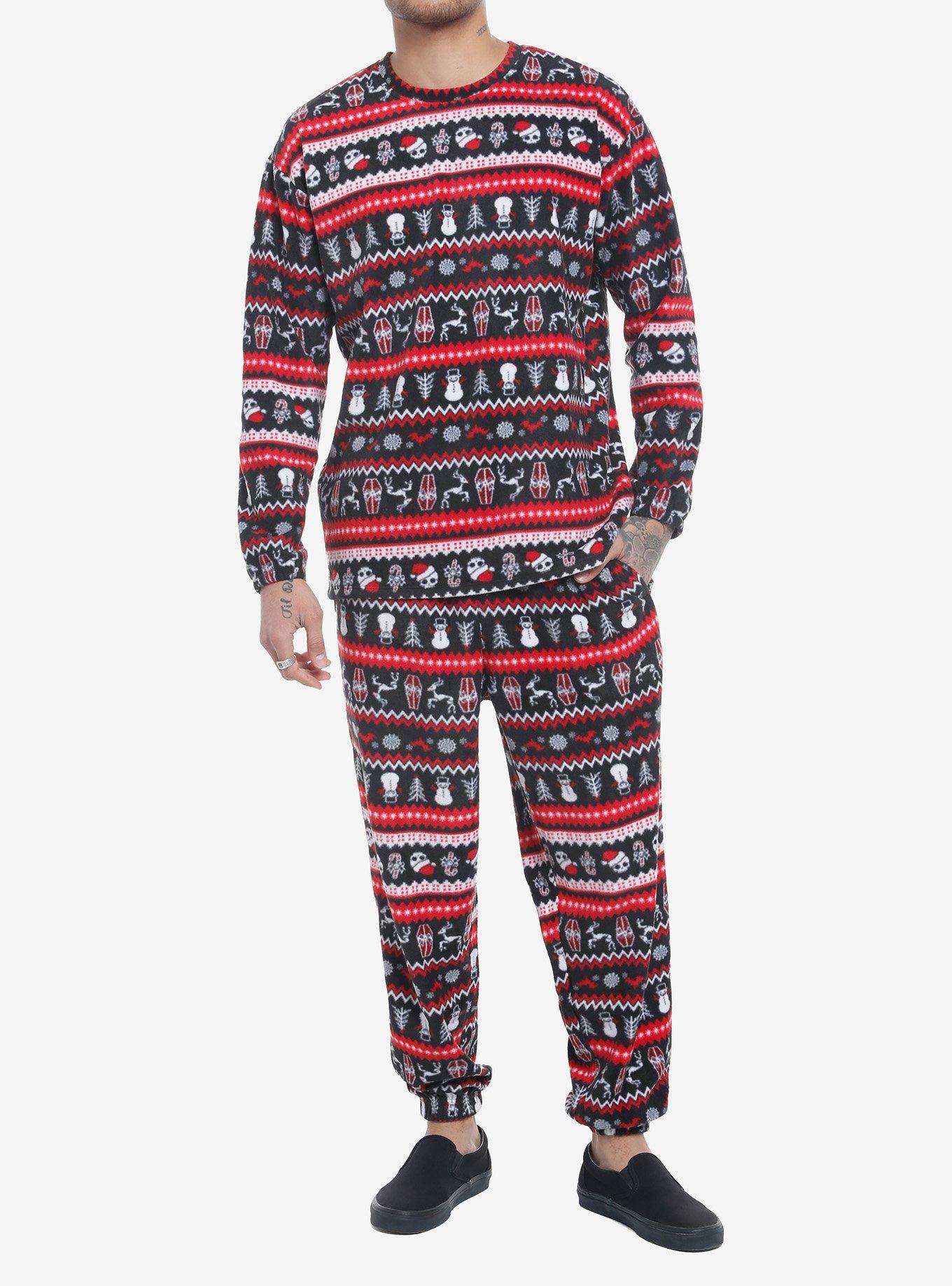 Skulls & Spiderwebs Fair Isle Fleece Pajama Set, MULTI, hi-res