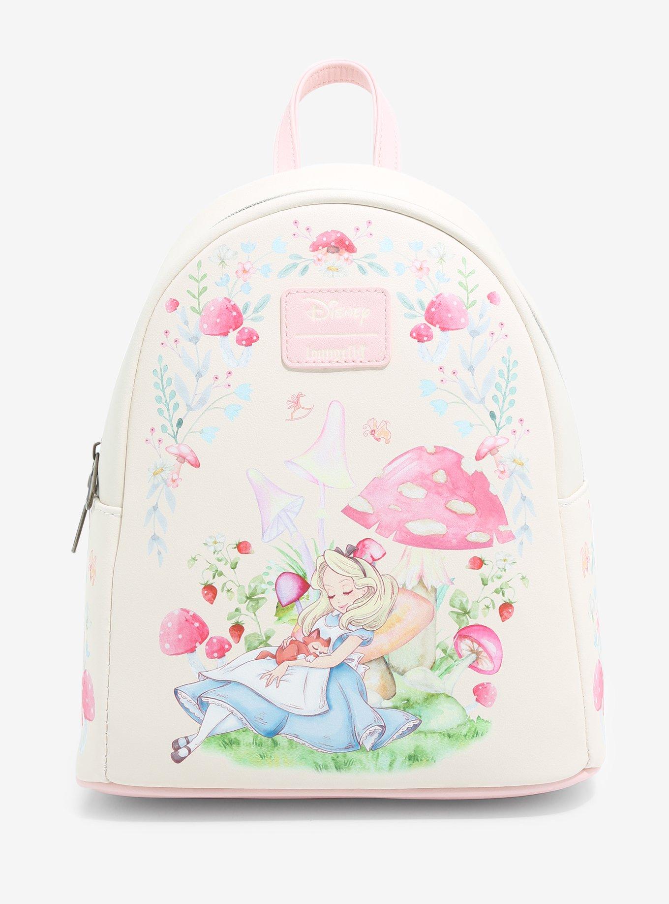Loungefly Disney Alice in Wonderland White Floral Wonderland Mini Backpack  NEW