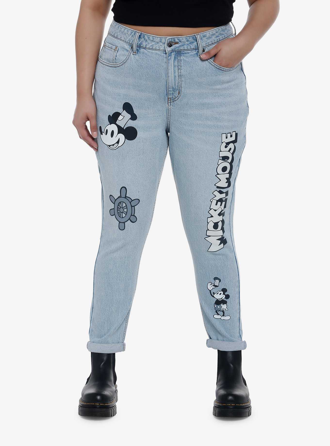 Disney Mickey Mouse Steamboat Willie Mom Jeans Plus Size, , hi-res