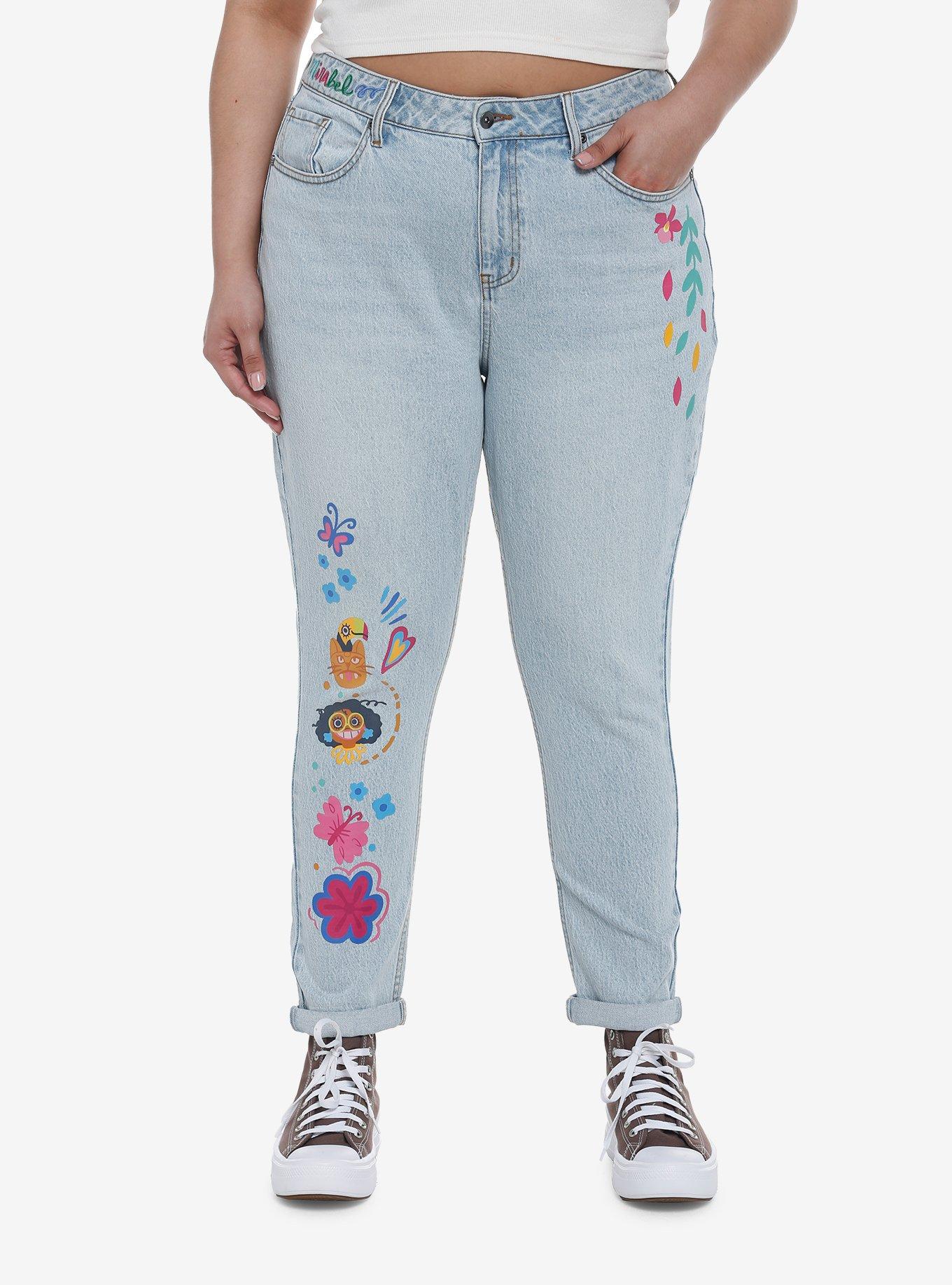 Disney Encanto Mirabel Mom Jeans Plus Size, LIGHT WASH, hi-res