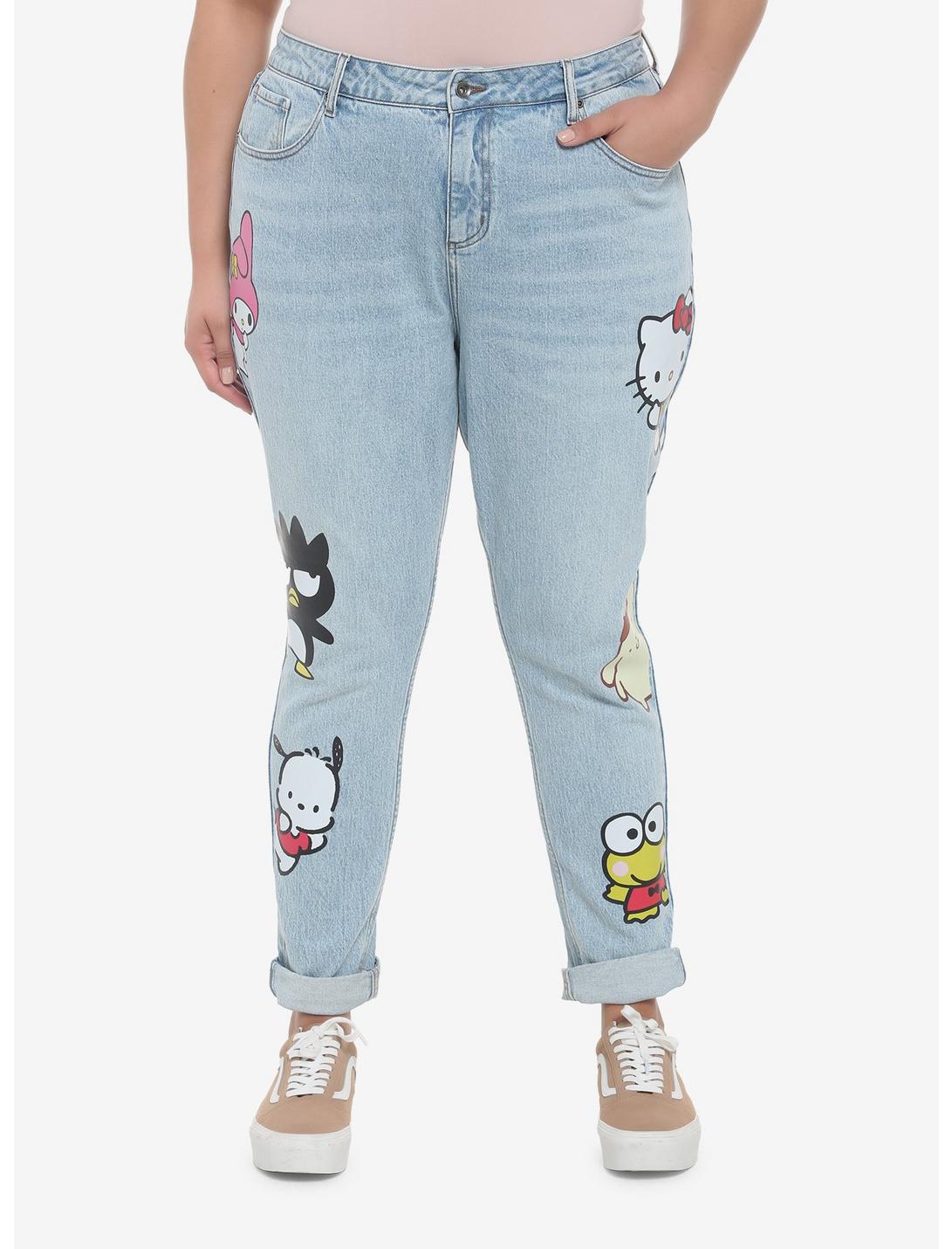 Hello Kitty And Friends Mom Jeans Plus Size, LIGHT WASH, hi-res
