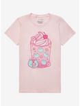 Frog Cherry Blossom Boba Girls T-Shirt By Rainylune, MULTI, hi-res