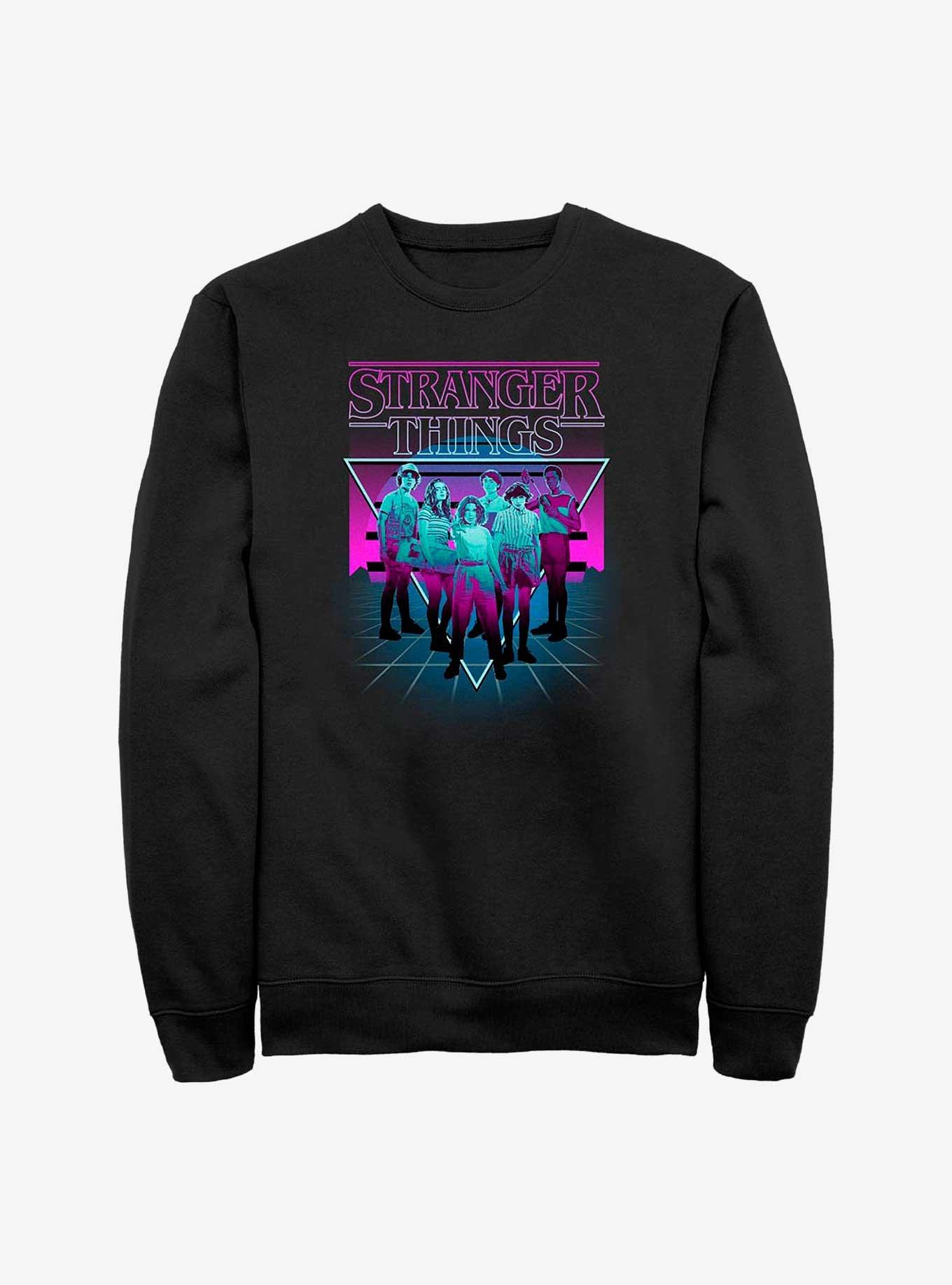 Stranger Things Neon Color Group Sweatshirt - BLACK | BoxLunch
