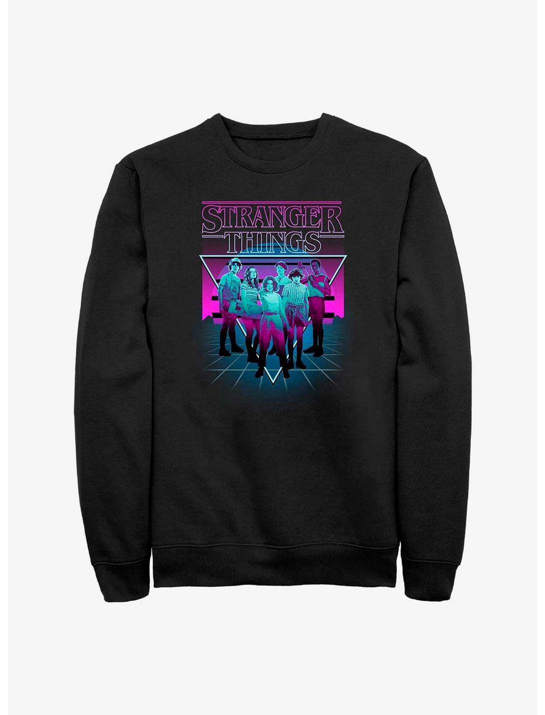 Stranger Things Neon Color Group Sweatshirt, BLACK, hi-res