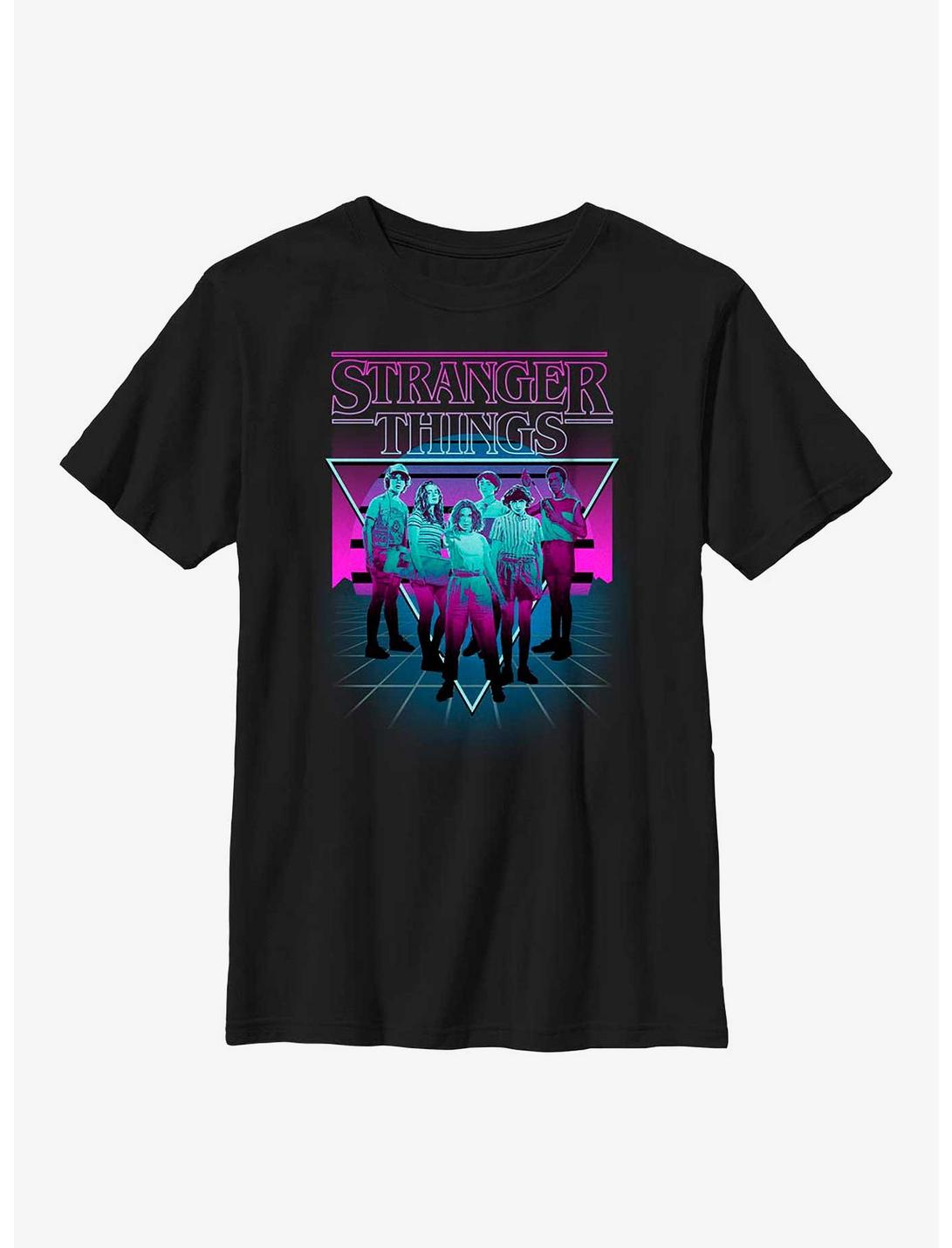 Stranger Things Neon Color Group Youth T-Shirt, BLACK, hi-res