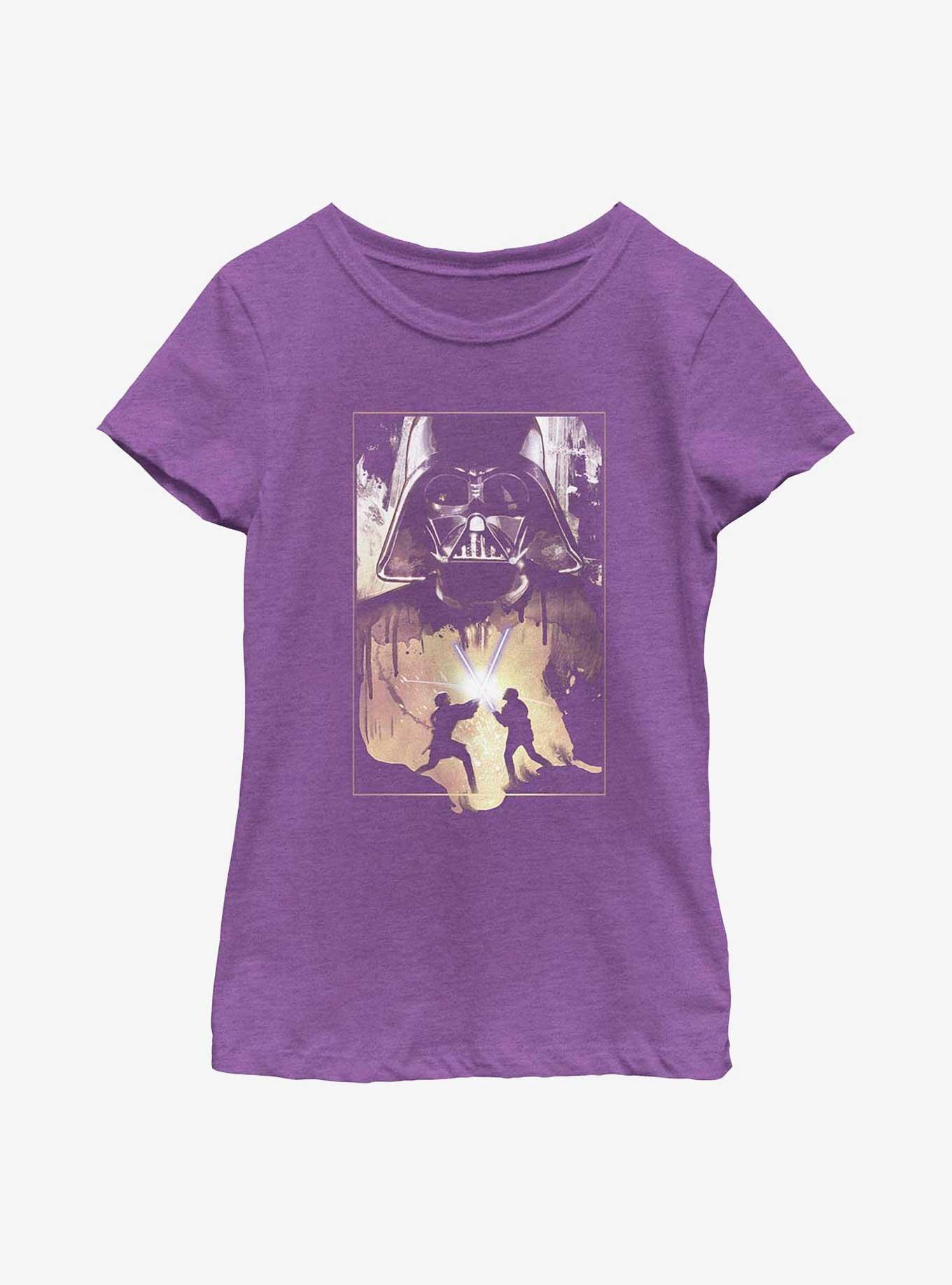 Star Wars Darth Vader Lightsaber Battle Youth Girls T-Shirt, PURPLE BERRY, hi-res