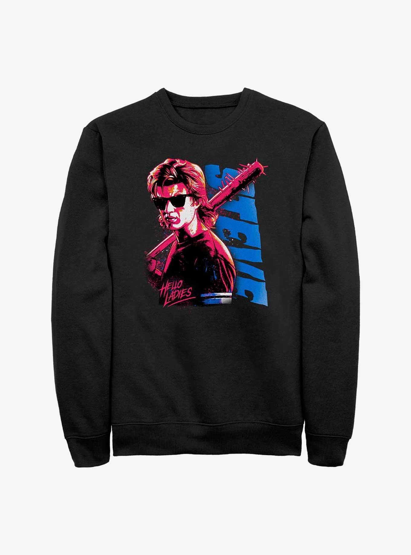 Stranger Things Hello Ladies Steve Sweatshirt, BLACK, hi-res