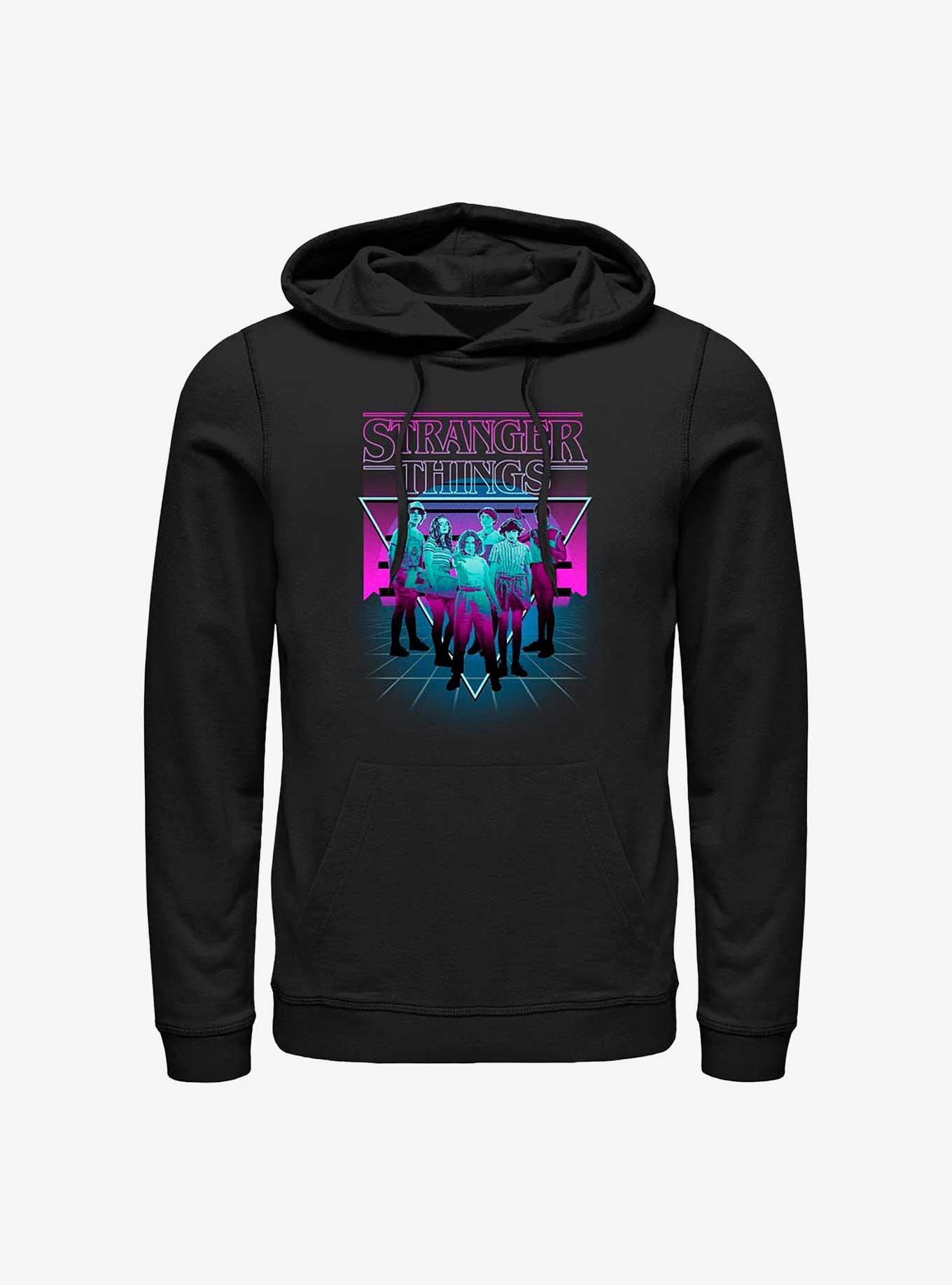 Stranger Things Neon Color Group Hoodie, BLACK, hi-res