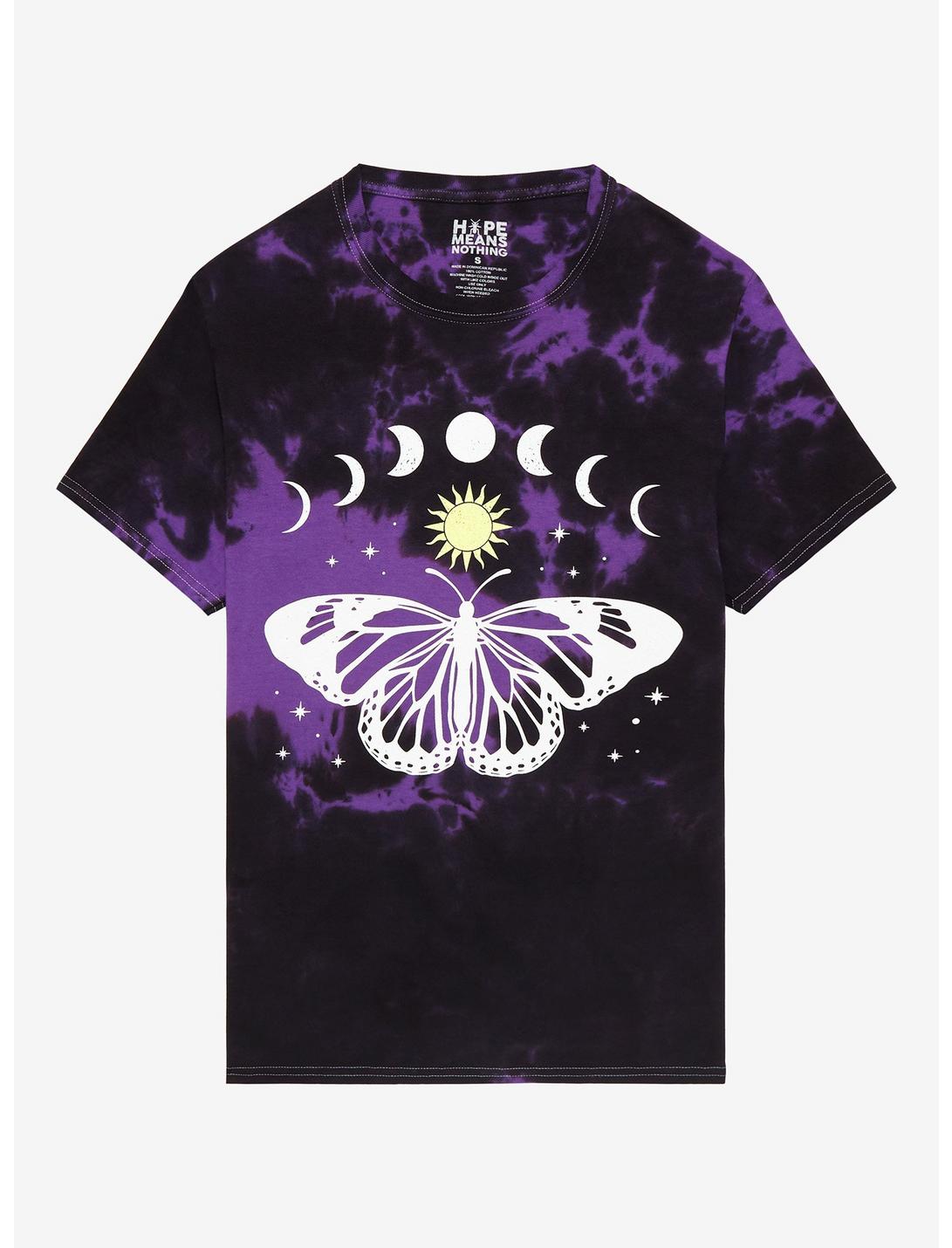Moon Phase Moth Purple Wash Boyfriend Fit Girls T-Shirt, MULTI, hi-res