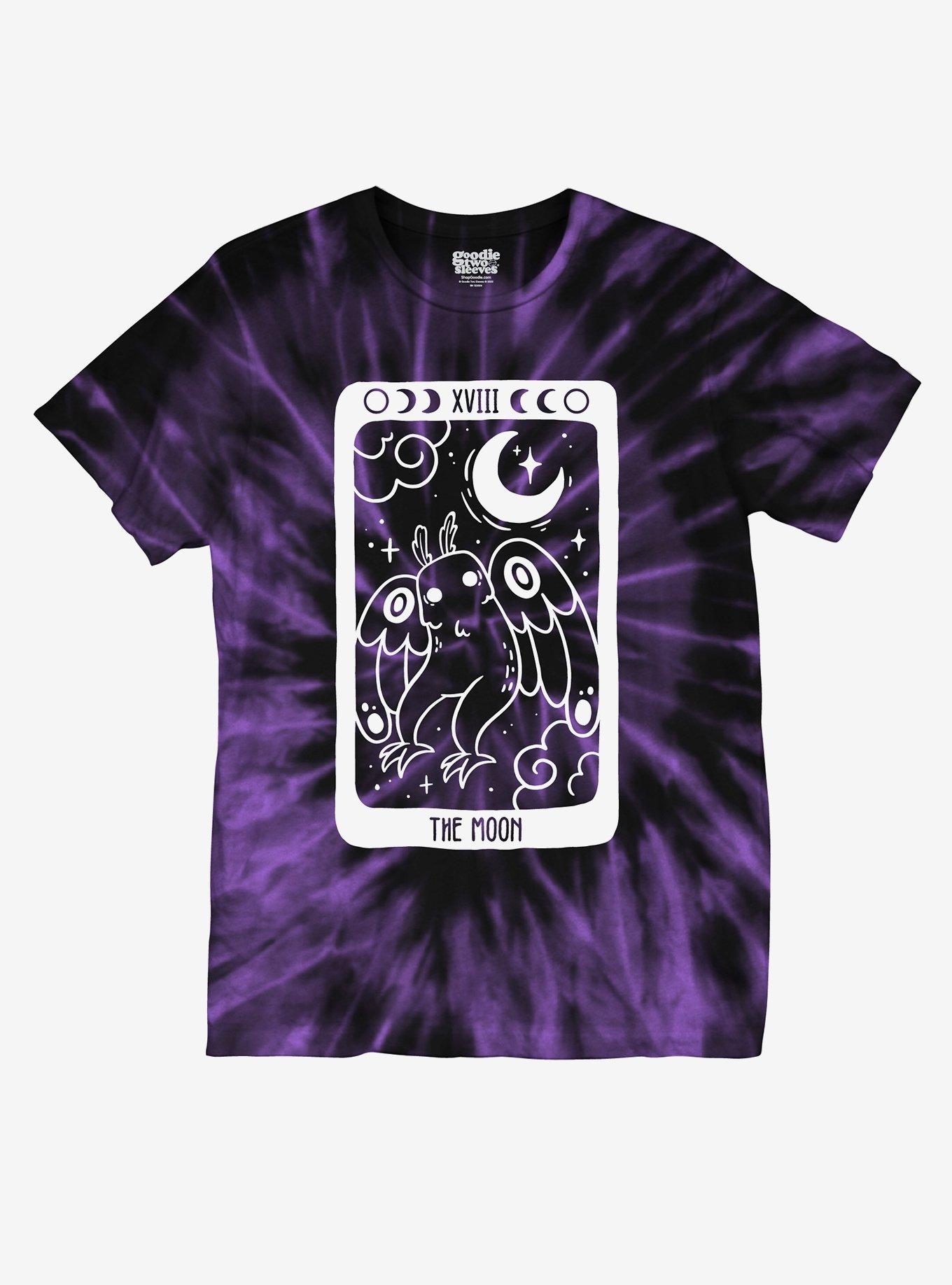 Mothman Tarot Card Tie-Dye Boyfriend Fit Girls T-Shirt, MULTI, hi-res