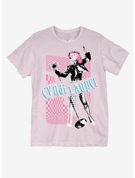 Cyndi Lauper Pink Checkered Boyfriend Fit Girls T-Shirt, , hi-res