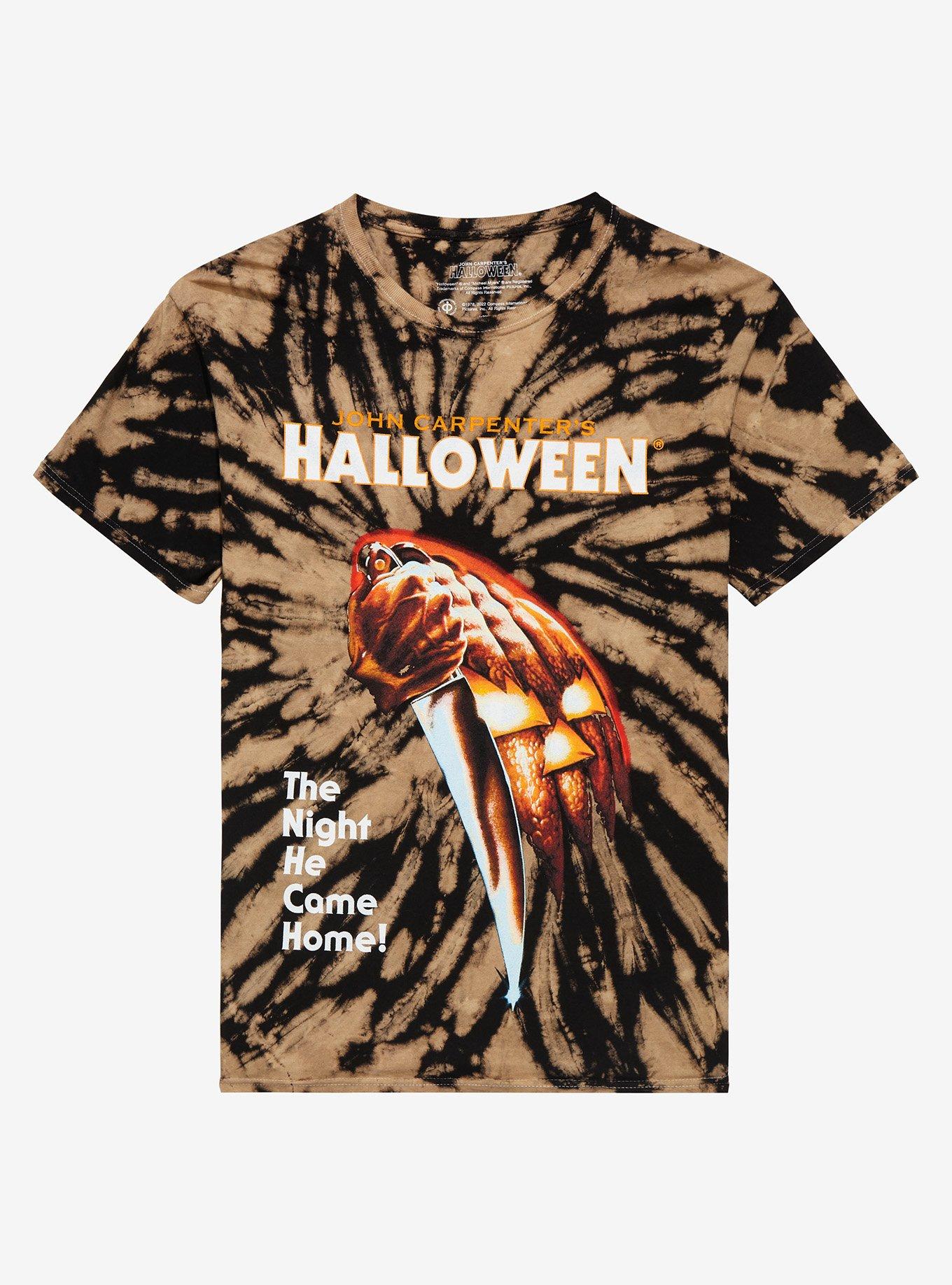 Halloween Pumpkin Knife Tie-Dye Boyfriend Fit Girls T-Shirt