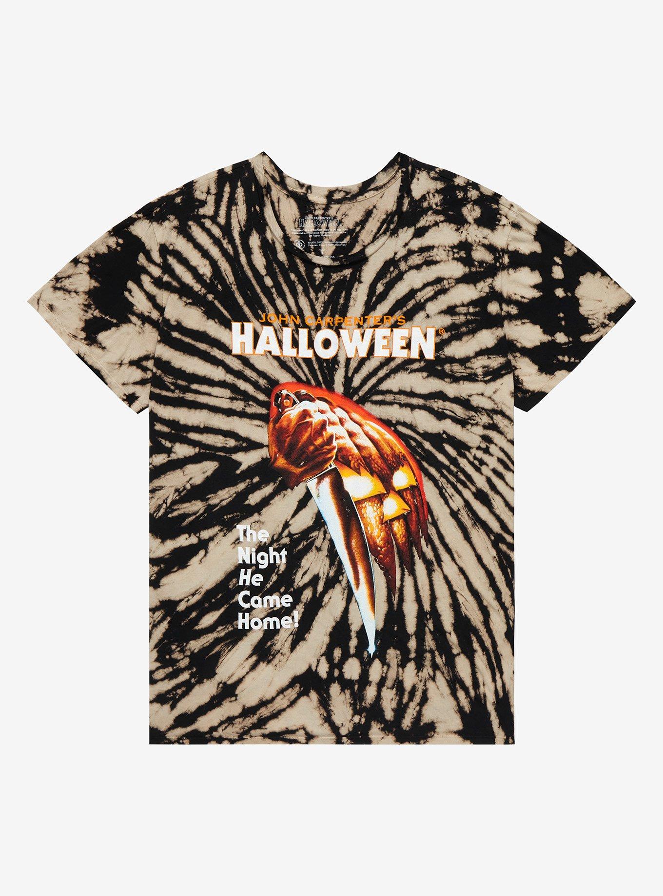 Halloween Pumpkin Knife Tie-Dye Boyfriend Fit Girls T-Shirt Plus Size, , hi-res