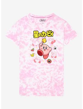 Kirby Star Wand Snacks Pink Tie-Dye Boyfriend Fit Girls T-Shirt, , hi-res