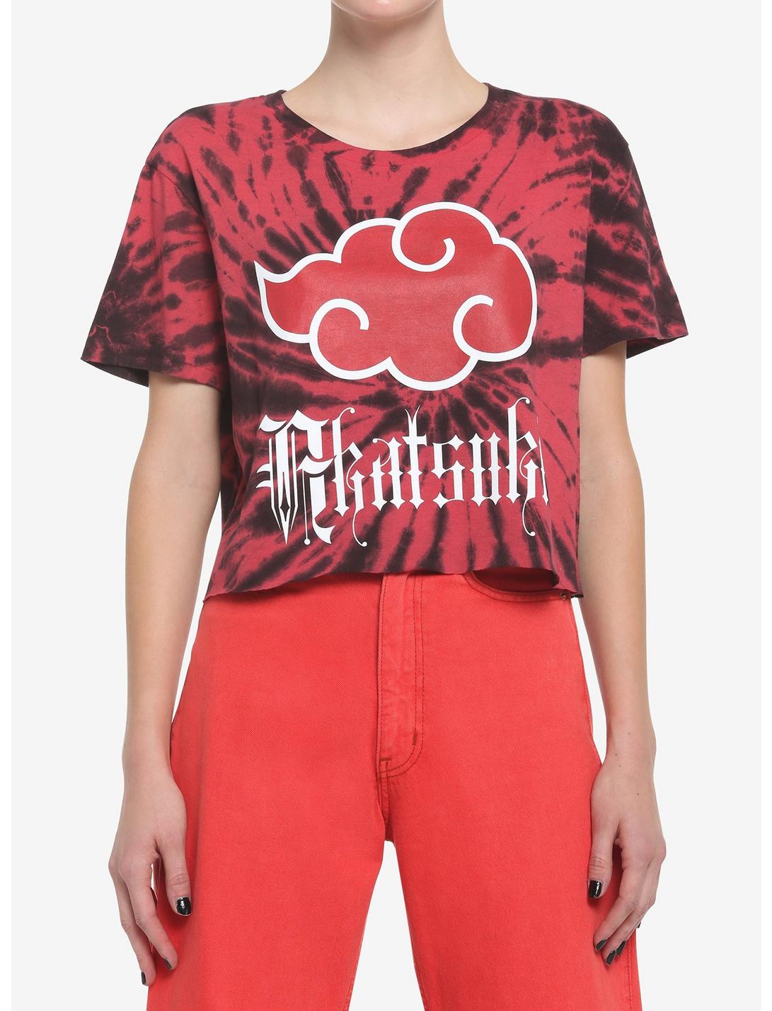 Naruto Shippuden Akatsuki Red & Black Tie-Dye Girls Crop T-Shirt, MULTI, hi-res