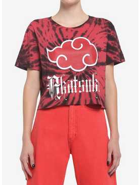 Naruto Shippuden Akatsuki Red & Black Tie-Dye Girls Crop T-Shirt, , hi-res