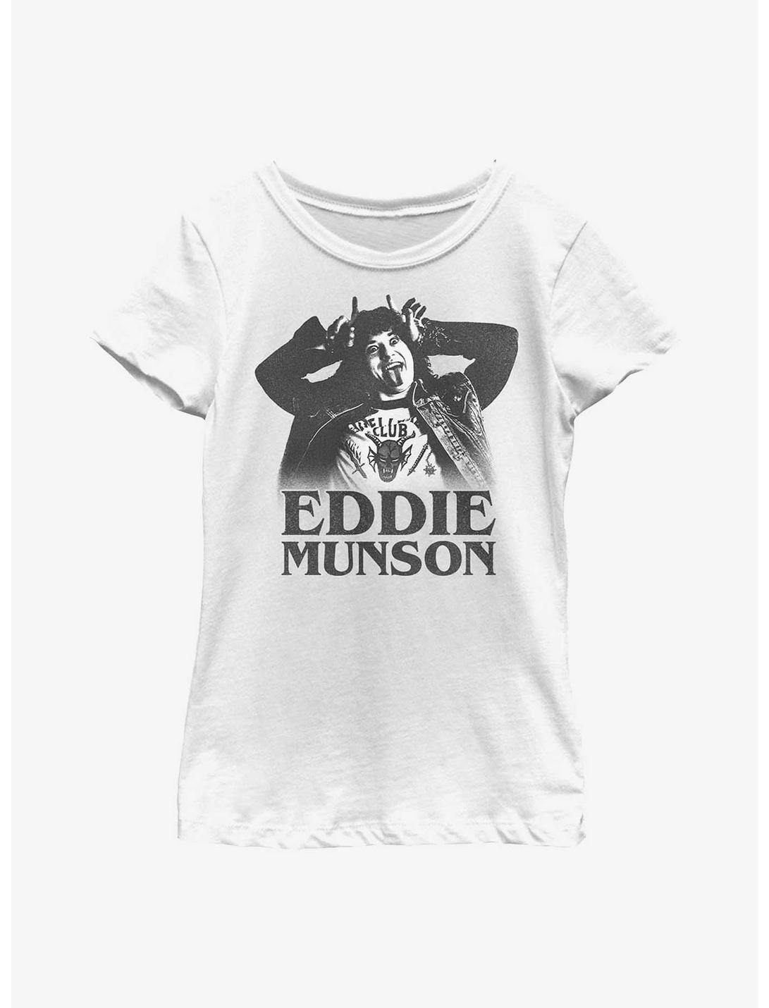 Stranger Things Eddie Munson Horns Youth Girls T-Shirt, WHITE, hi-res