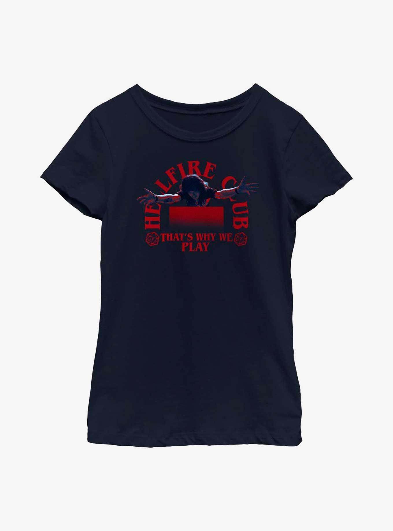 Stranger Things Hellfire Club That's Why We Play Youth Girls T-Shirt, NAVY, hi-res