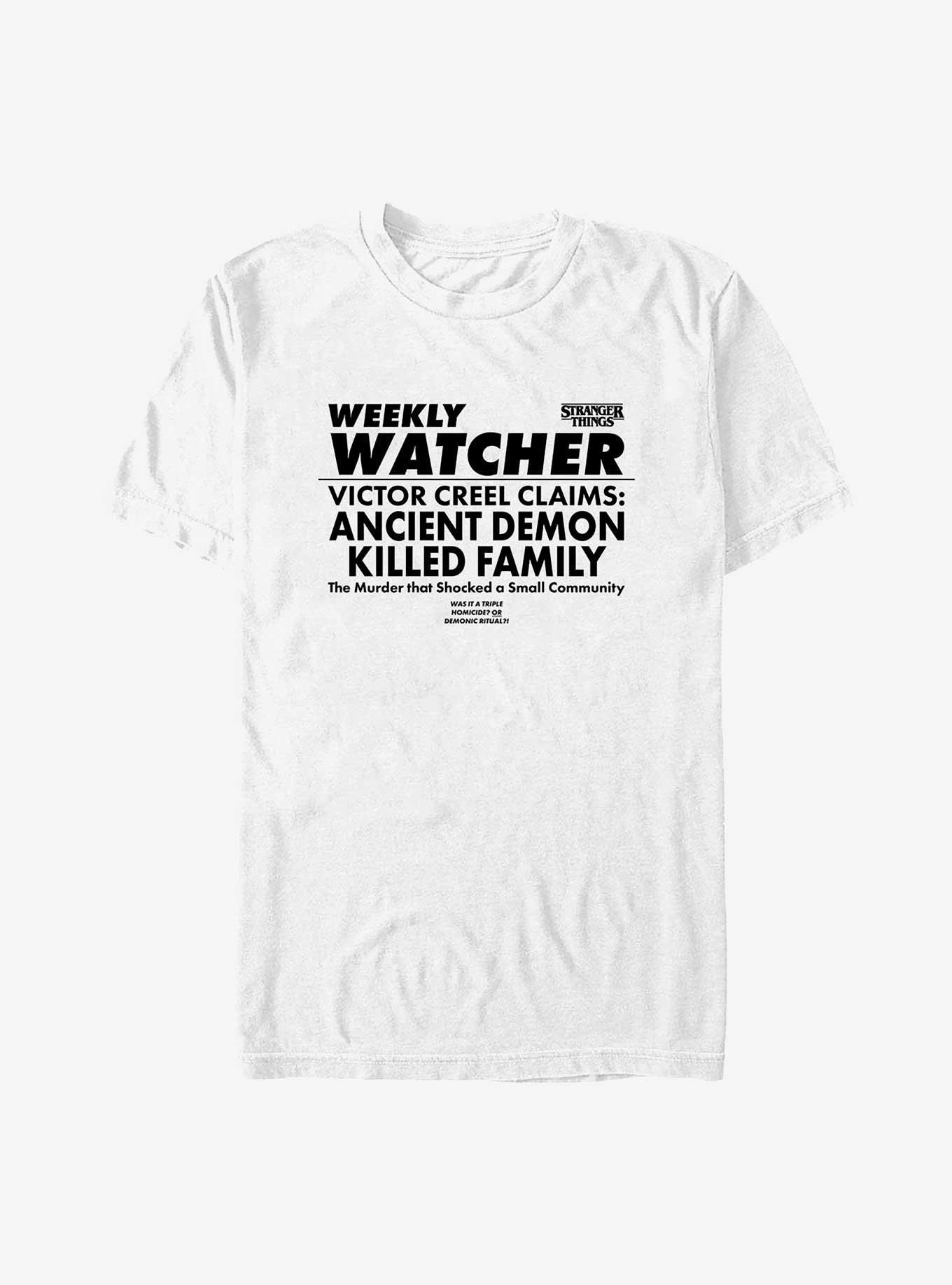 Stranger Things Weekly Watcher T-Shirt, WHITE, hi-res