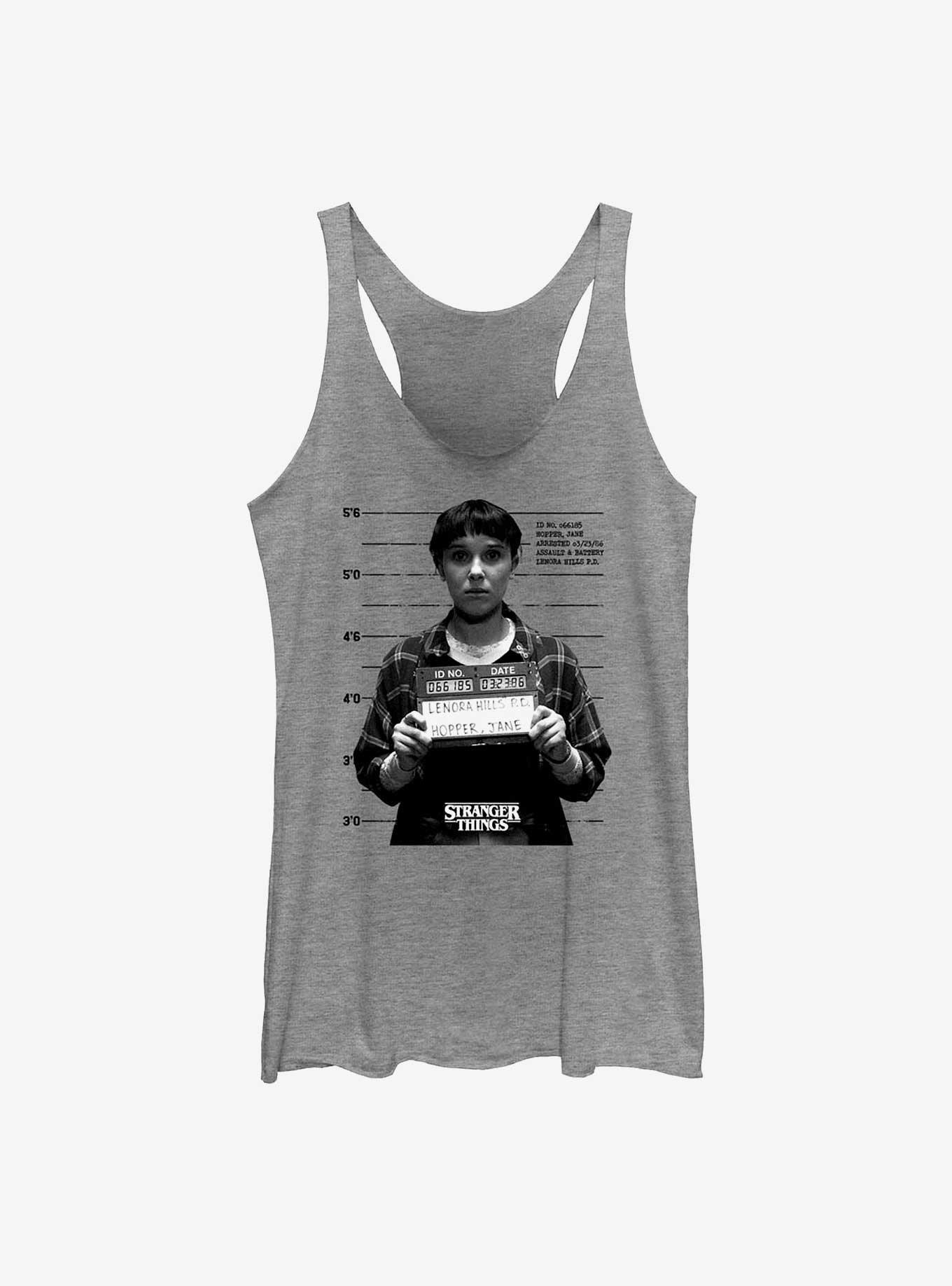 Stranger Things Jane Mugshot Womens Tank Top, GRAY HTR, hi-res